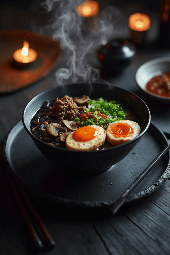 Black Garlic and Mushroom Ramen