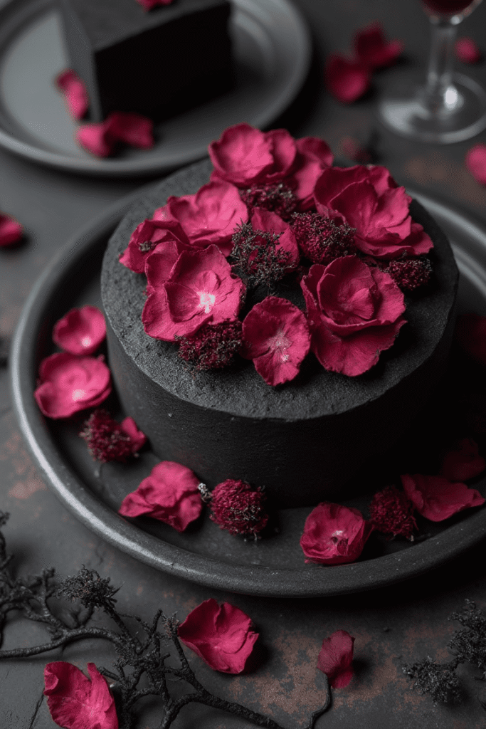 Black Rose Petal Cake