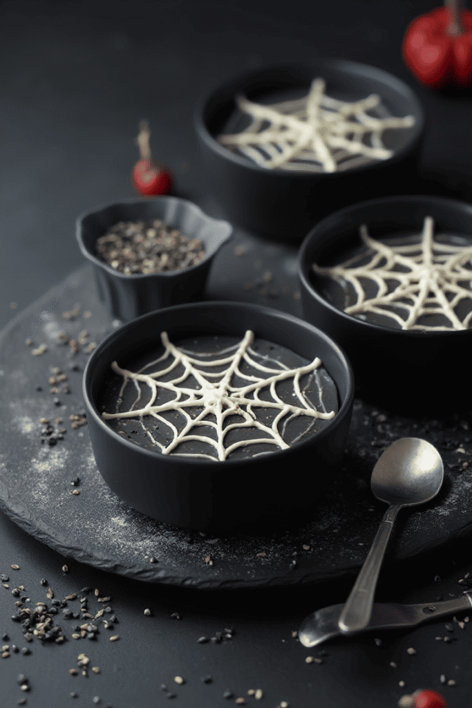 Black Sesame Cobweb Panna Cotta