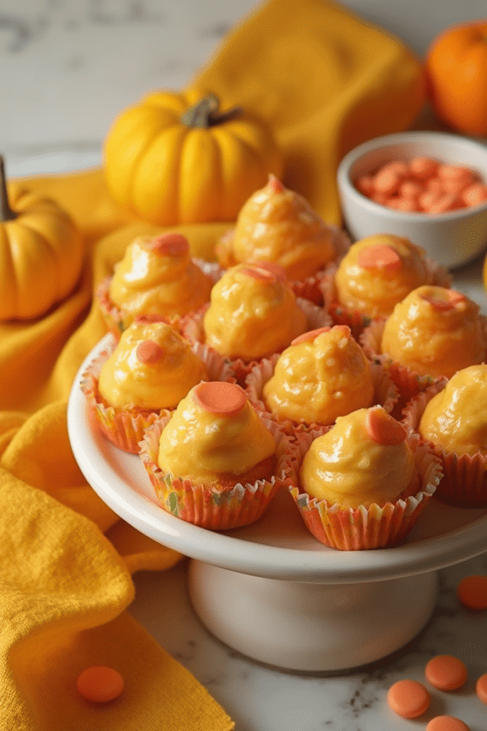 Candy Corn Cheesecake Bites
