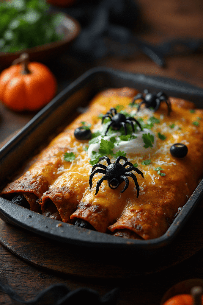 Creepy Crawly Black Bean Enchiladas