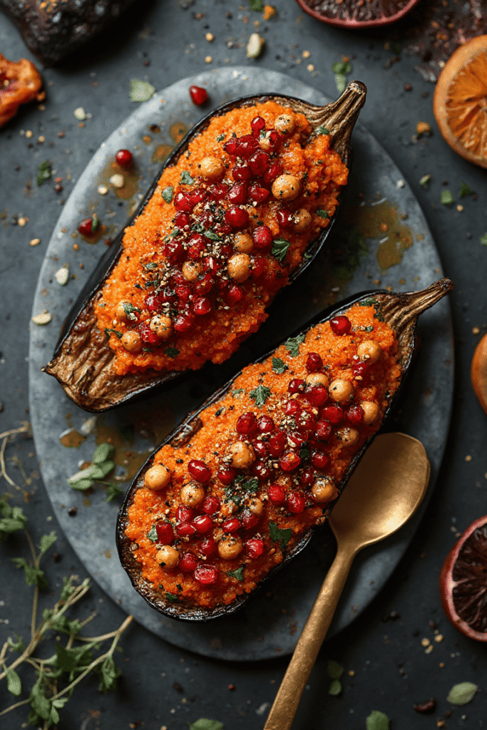 Ghoulish Eggplant Boats