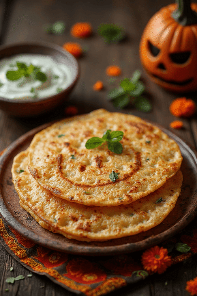 Jack-o'-Lantern Stuffed Parathas
