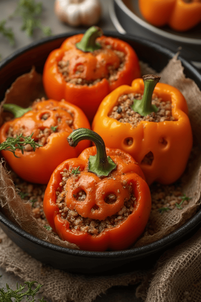 Jack-o’-Lantern Stuffed Peppers