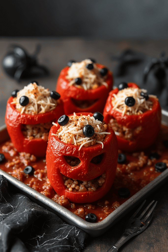 Monster-Eye Stuffed Bell Peppers