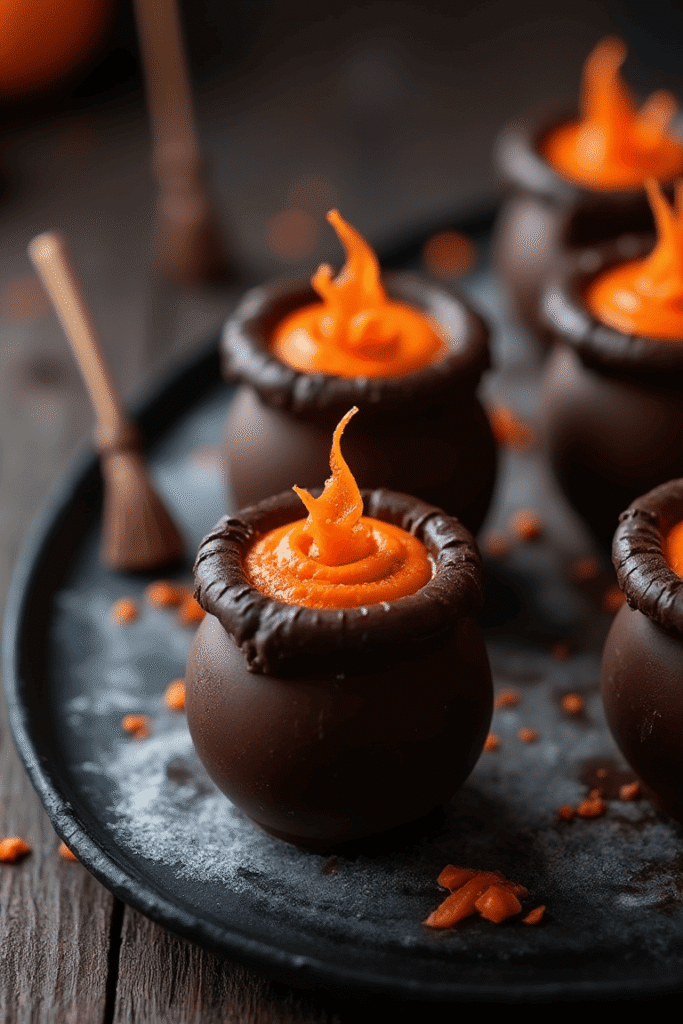 Pumpkin Mousse Cauldrons