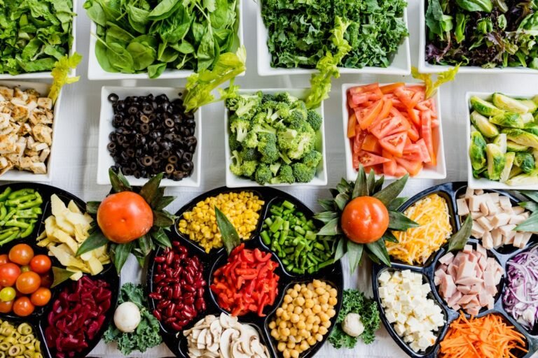Comprehensive Healthy Food Spread with Meal Prep Bowls