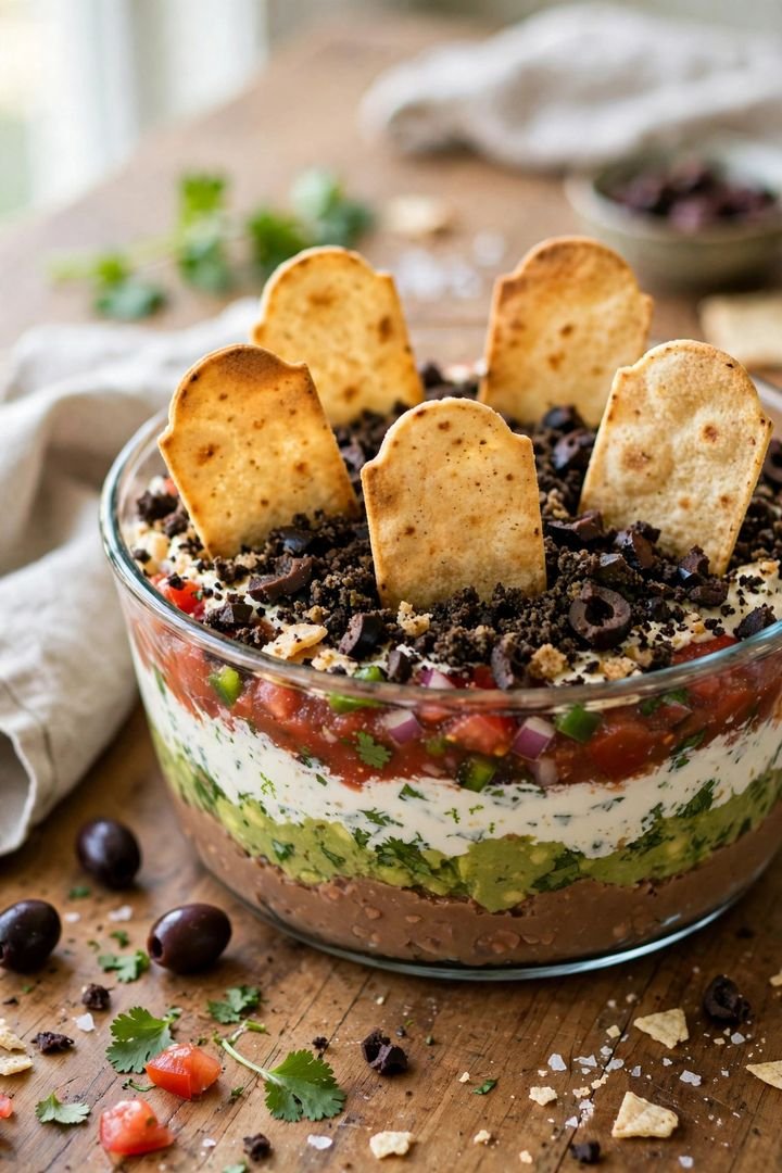 20 Best Halloween Dinner Ideas: Graveyard Taco Dip