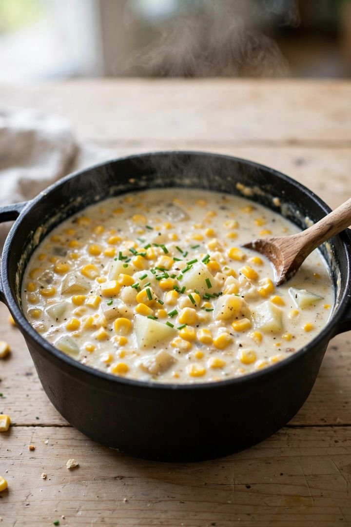 20 Best Halloween Dinner Ideas: Cauldron Corn Chowder
